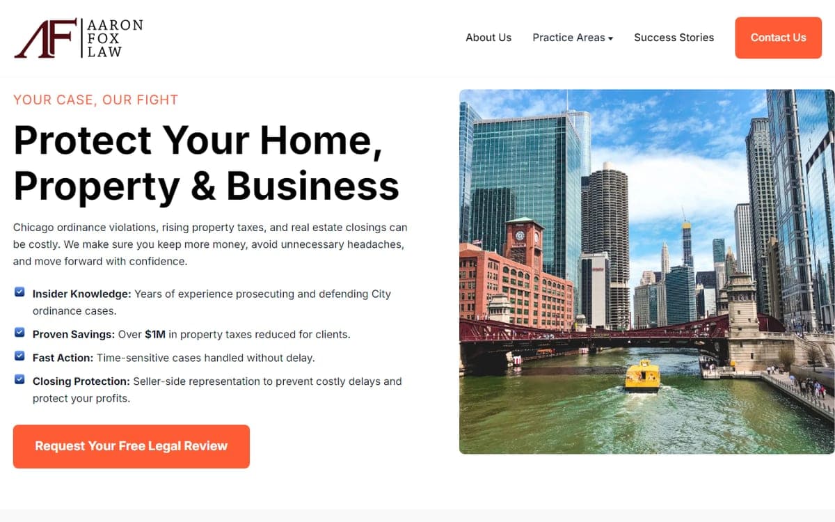 The Aaron Fox Law firm website
