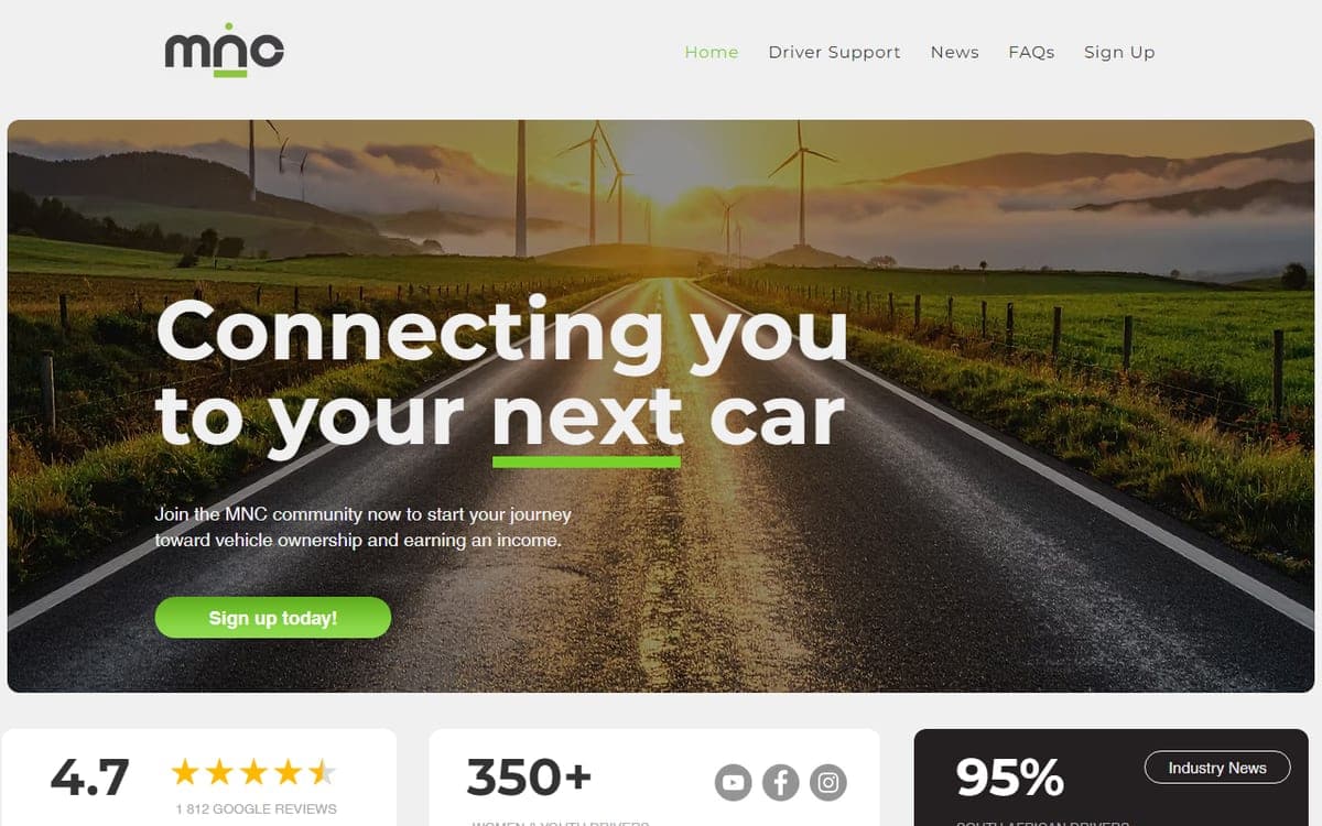 The MyNextCar driver platform website